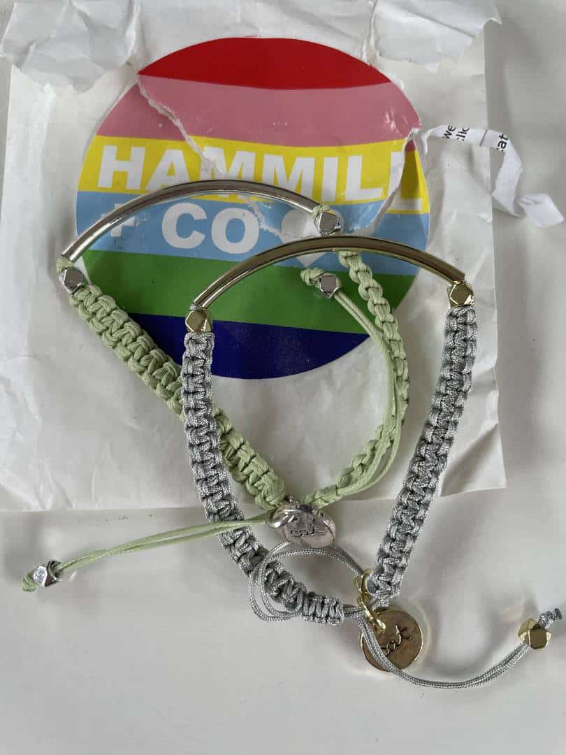 Preloved Brand New Cat Hammill Co Green Grey Adjustable bracelets - very cute for sale at